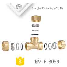 EM-F-B059 3 vías de latón España Tee compresión Pex tubería de montaje